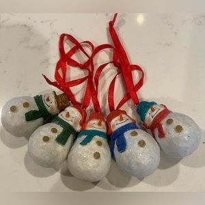 Snowmen Figurine Ornaments, Set of 5, 1.5” Tall